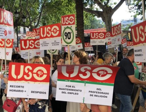 La voz de la USO se hace notar en las concentraciones por el mantenimiento de las horas de Religión en Andalucía