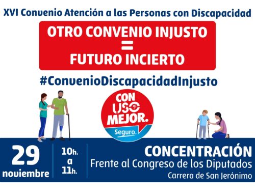 USO se concentrará frente al Congreso de los Diputados el 29 de noviembre para mostrar su rechazo a la firma del Convenio Colectivo de Atención a Personas con Discapacidad