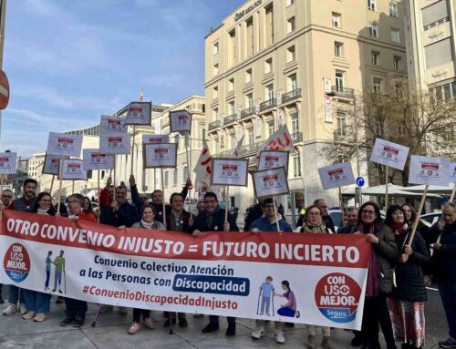 FEUSO se manifiesta en los centros de trabajo y frente al Congreso contra la firma del XVI Convenio Colectivo de Atención a la Discapacidad